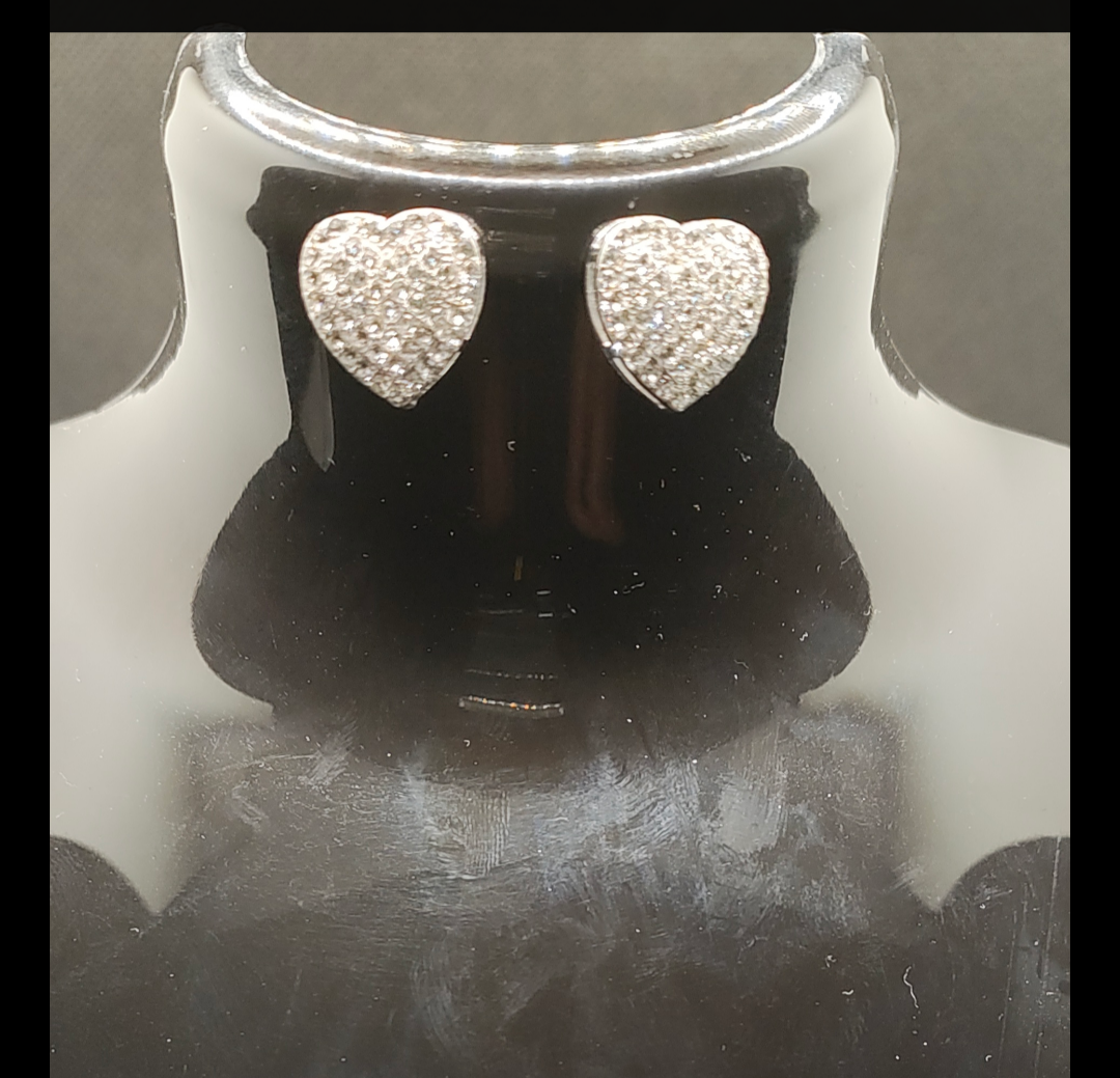 Silver studded heart earings