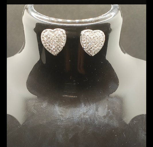 Silver studded heart earings